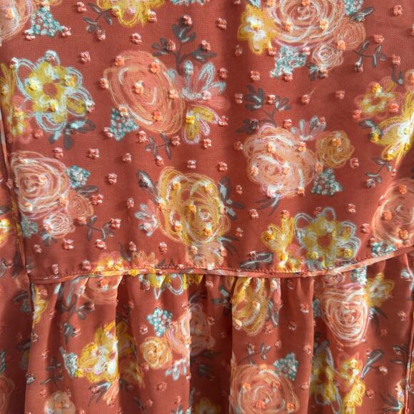 Matilda Jane Orange Floral Long Sleeve Boho Top Size Large - Picture 3 of 4